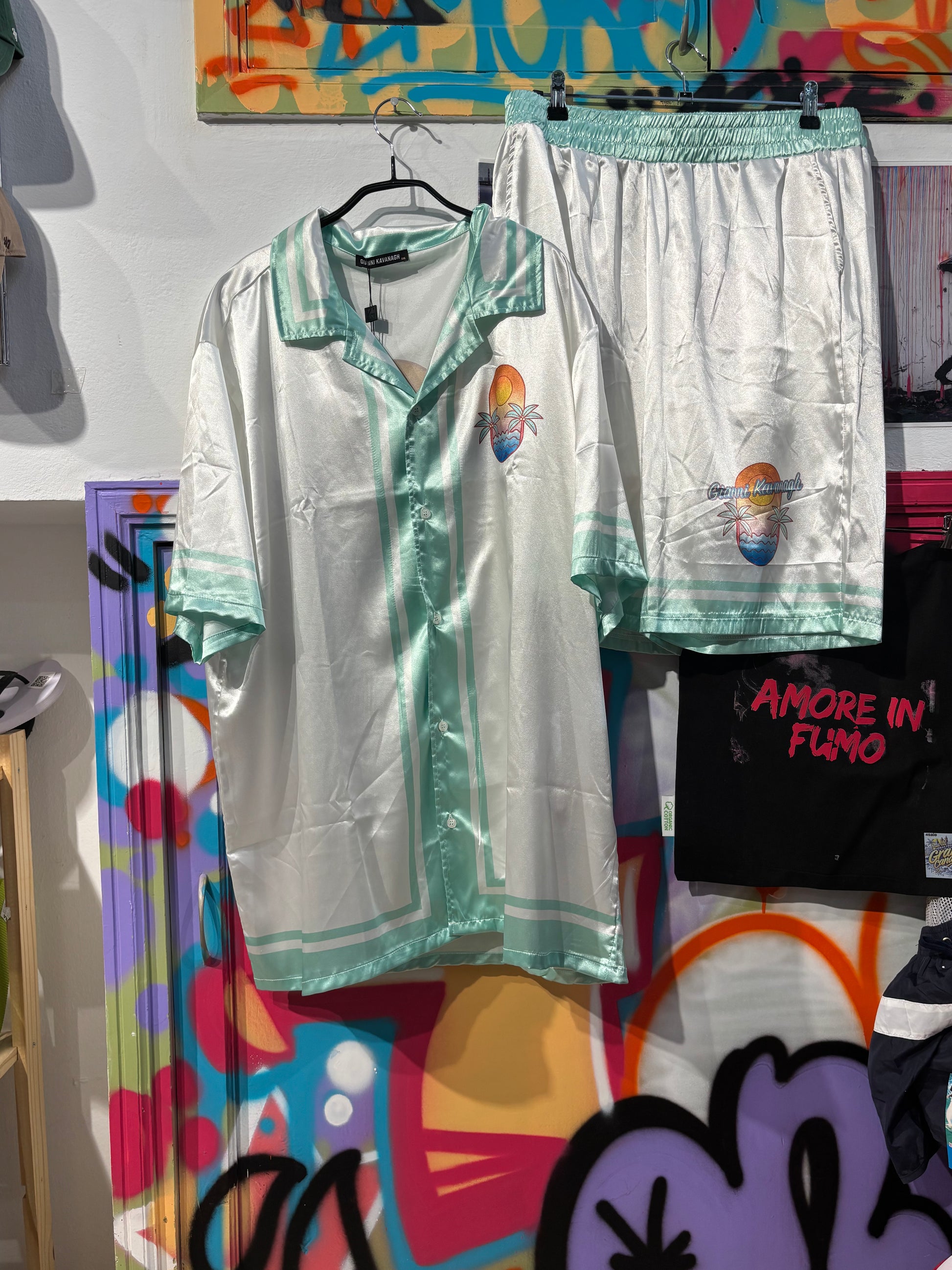 Conjunto Blanco Y Turquesa