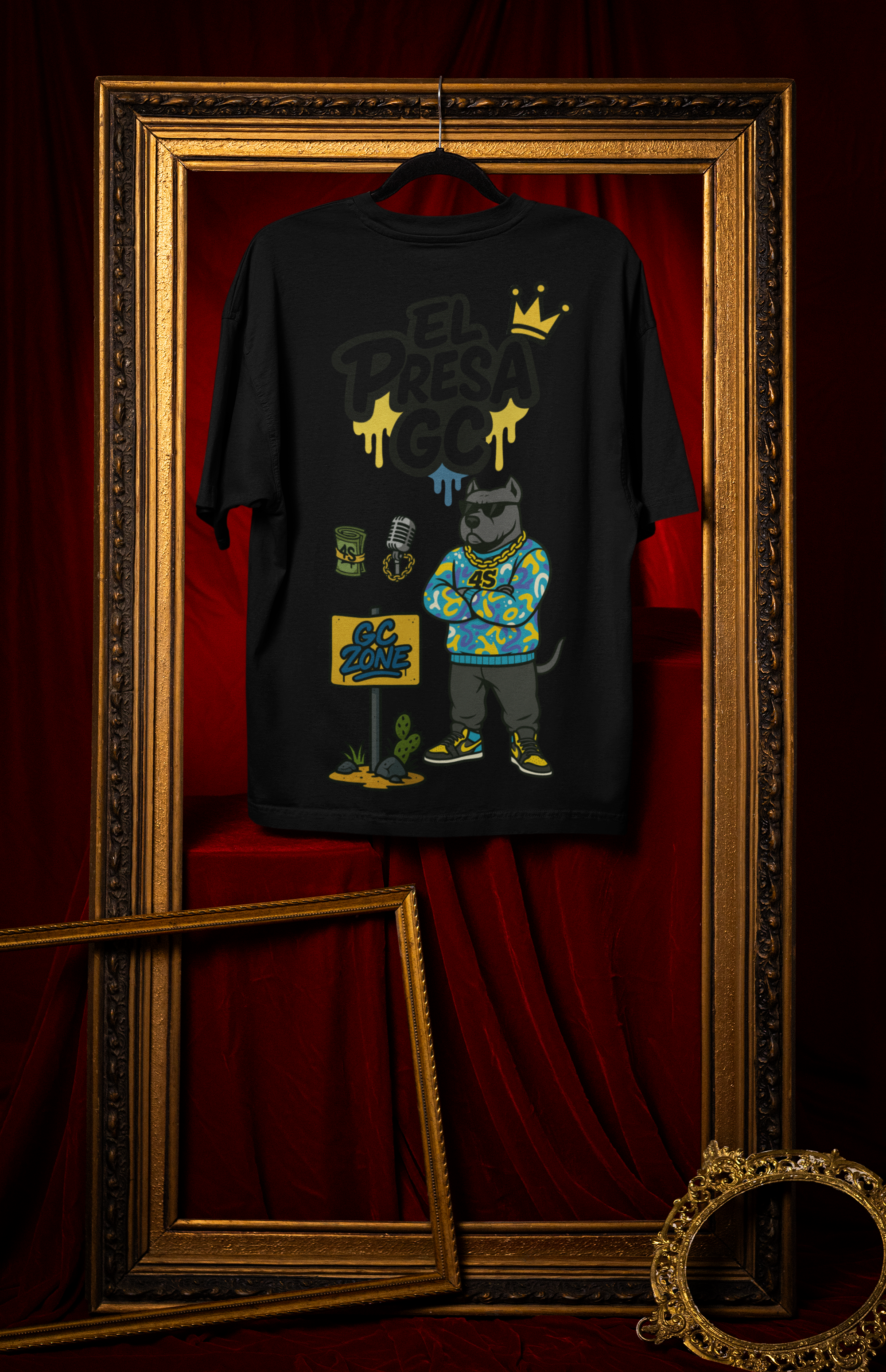 Camiseta Oversize 4S Presa Negro