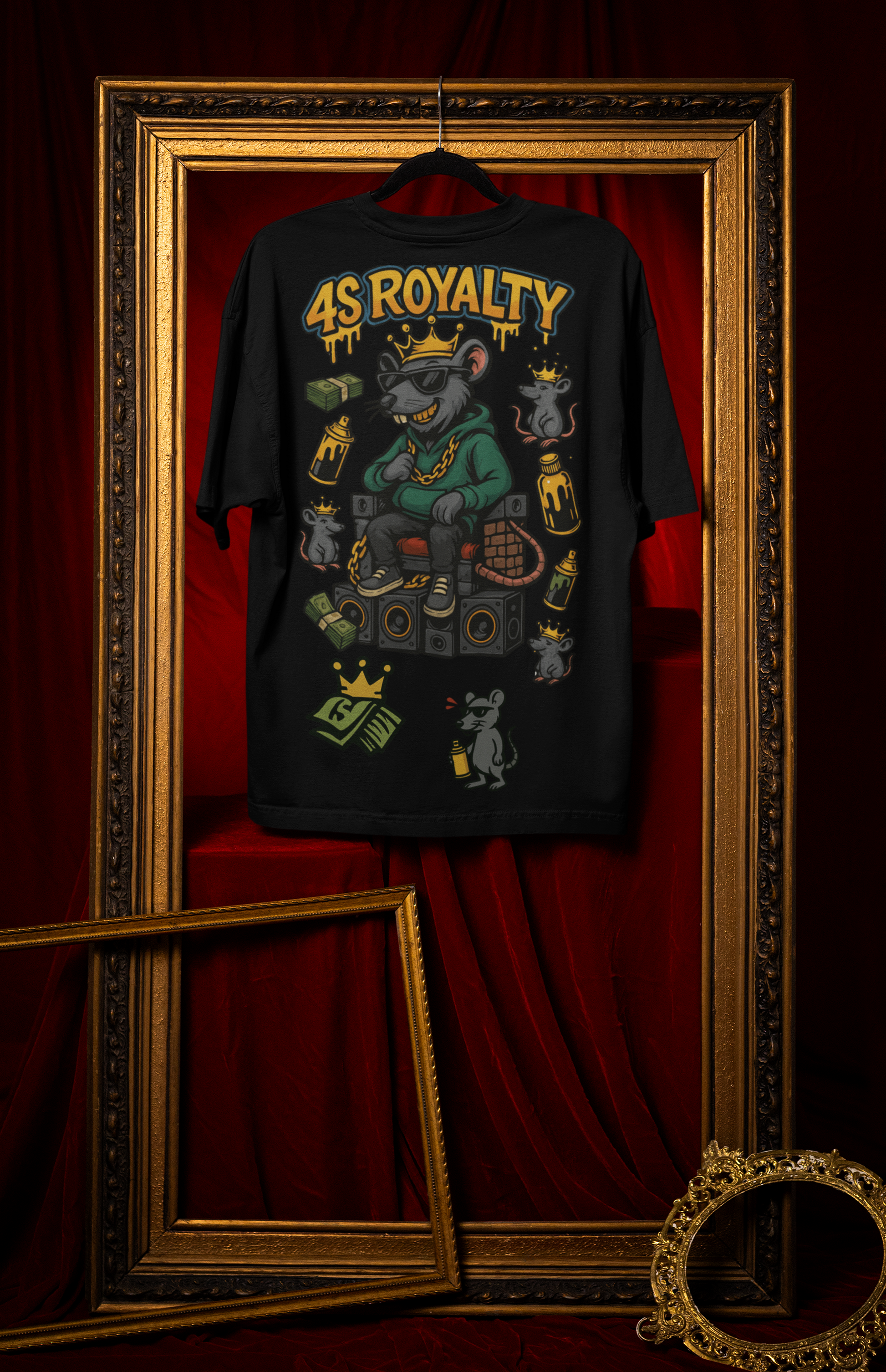 Camiseta Oversize 4S Rat Negra