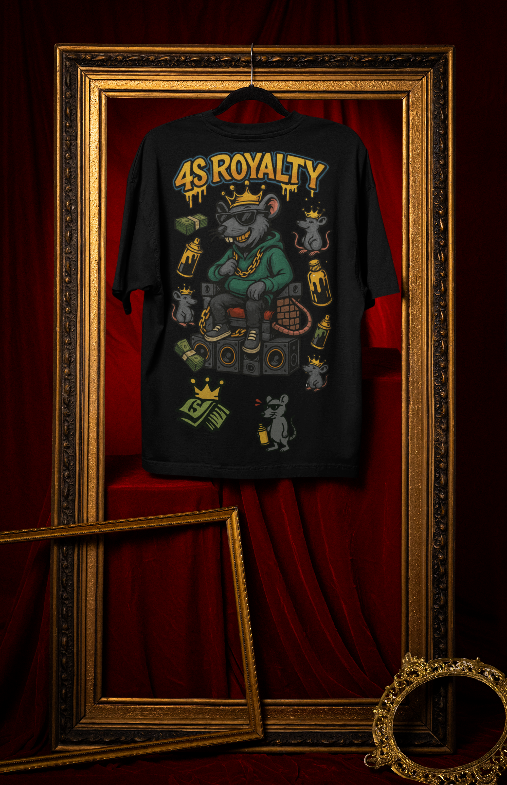Camiseta Oversize 4S Rat Negra