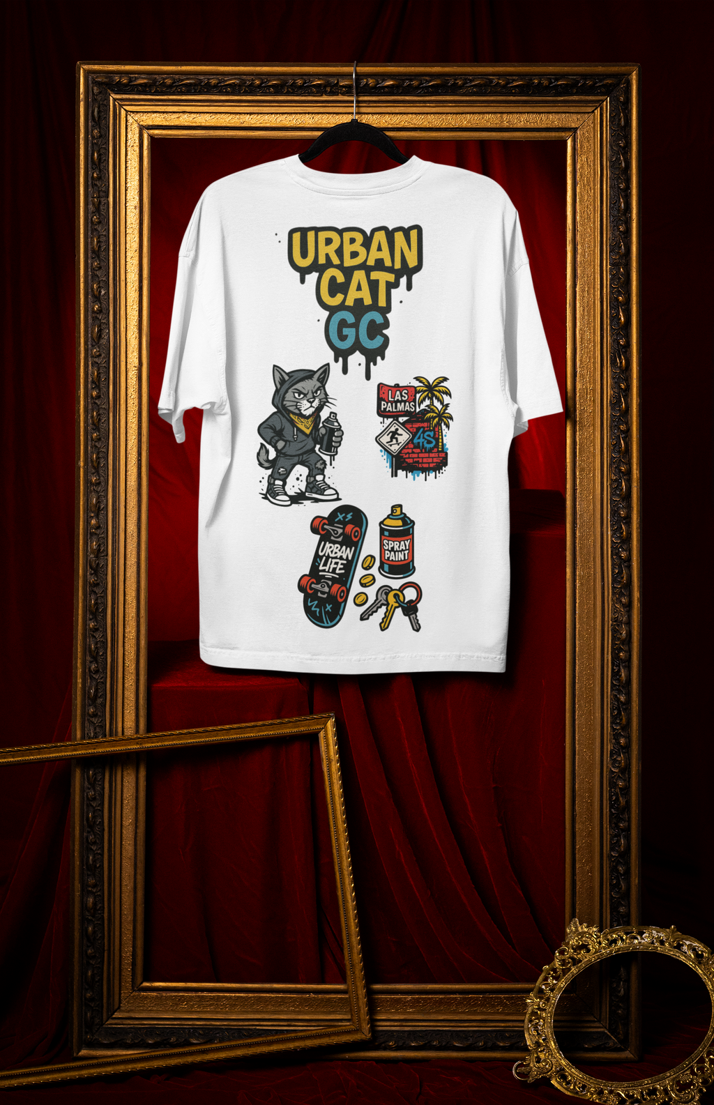 Camiseta Oversize 4S Gato Blanco