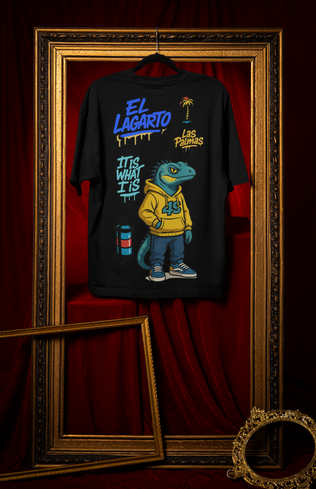 Camiseta Oversize 4S Lagarto Negra