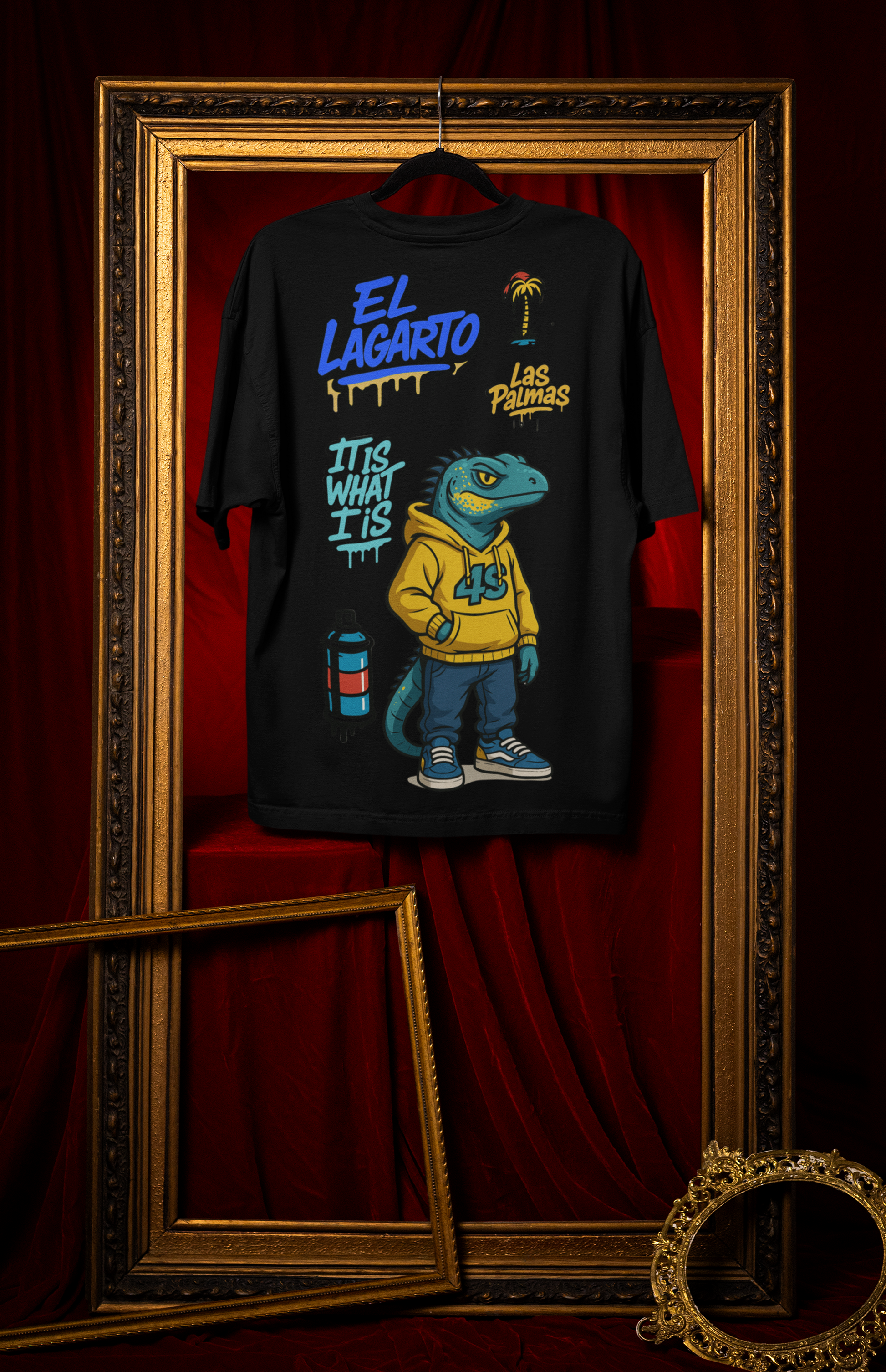 Camiseta Oversize 4S Lagarto Negra