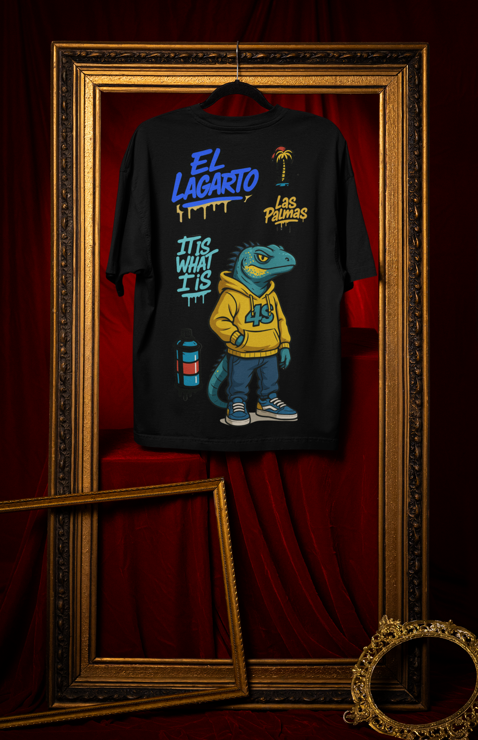 Camiseta Oversize 4S Lagarto Negra