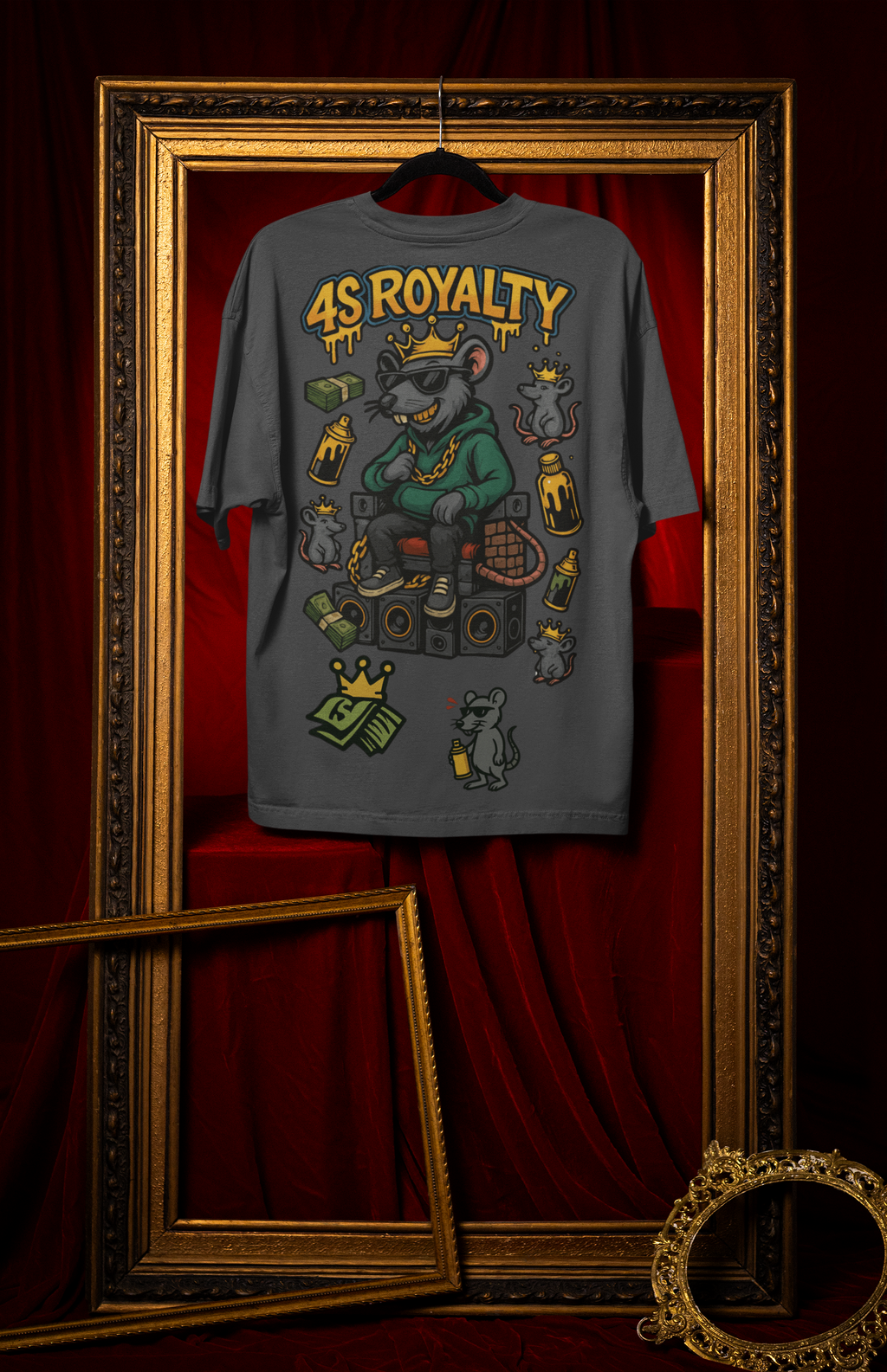 Camiseta Oversize 4S Rat Gris