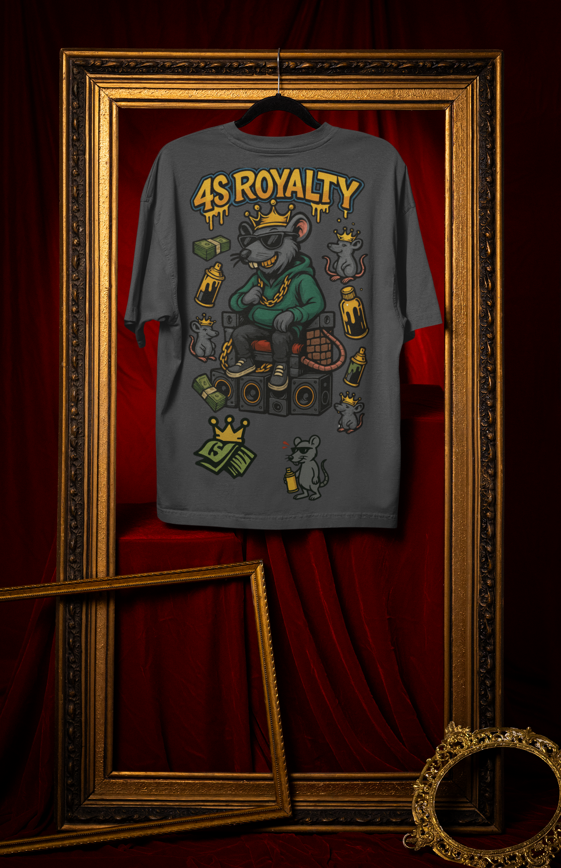 Camiseta Oversize 4S Rat Gris