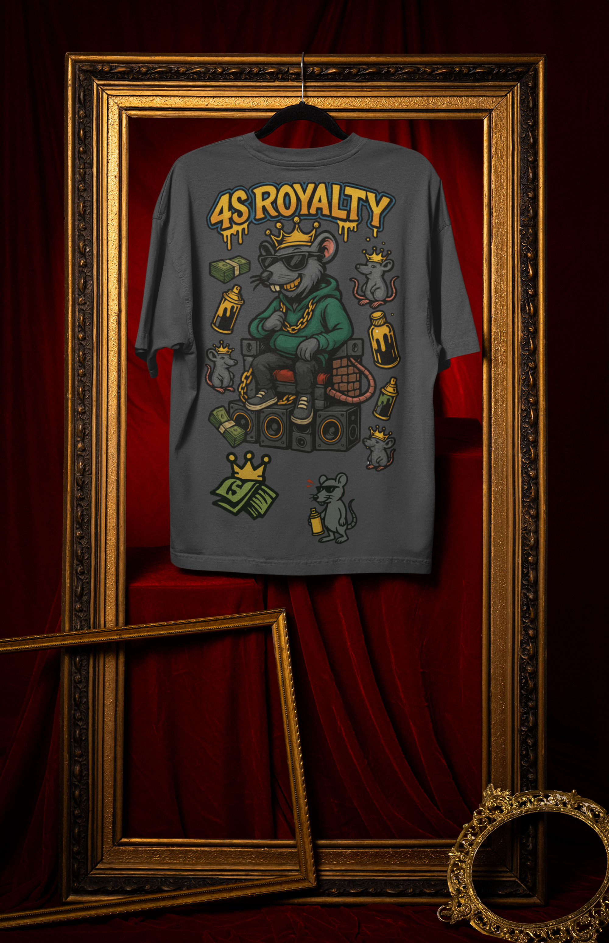 Camiseta Oversize 4S Rat Gris