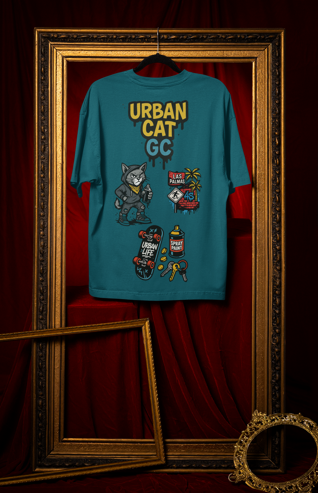 Camiseta Oversize 4S Gato Retrogreen