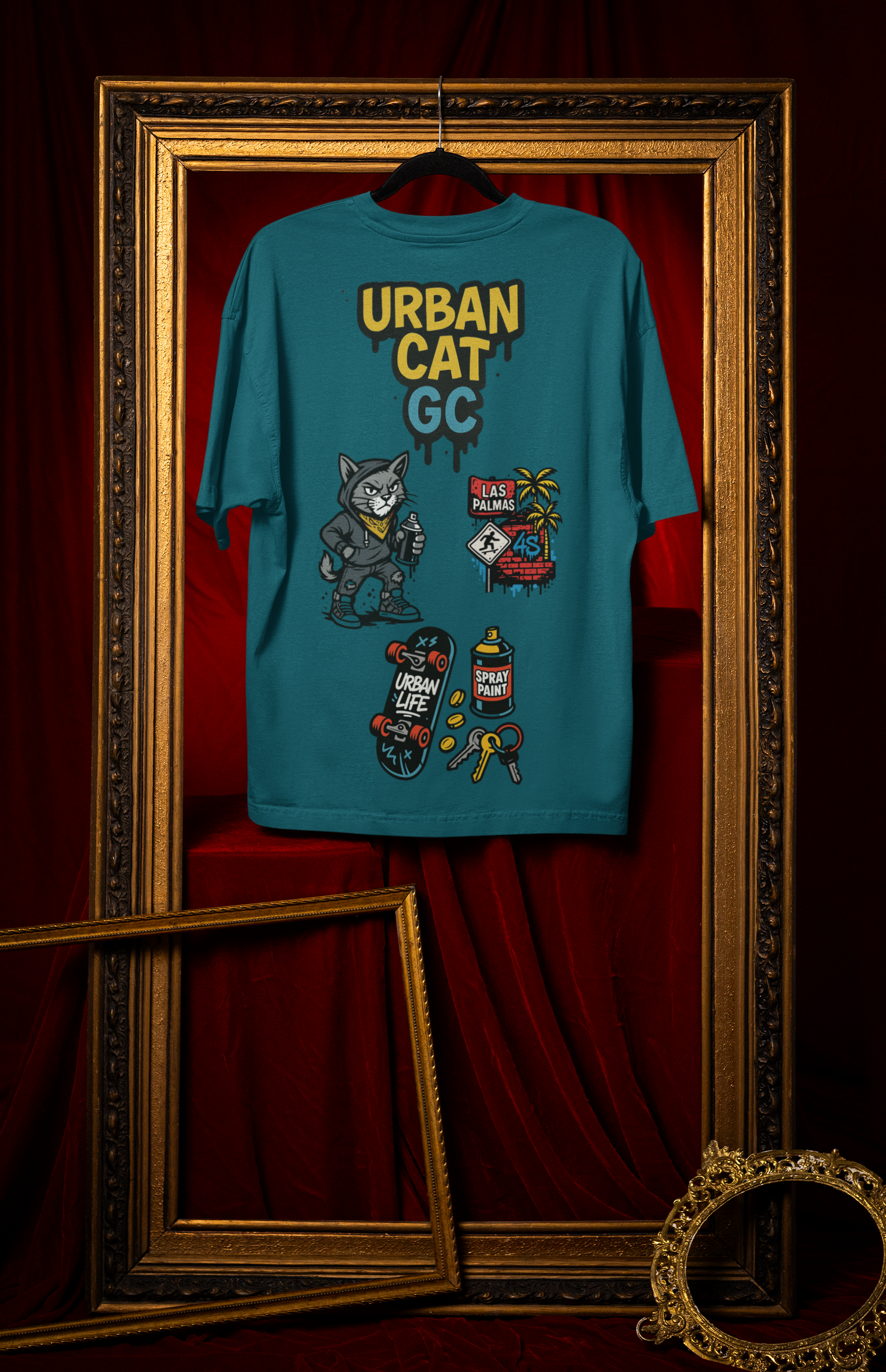 Camiseta Oversize 4S Gato Retrogreen